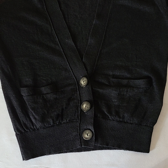 Club Monaco Black 100% Linen Cardigan XS Quarter Sleeve Lightweight - Picture 5 of 6